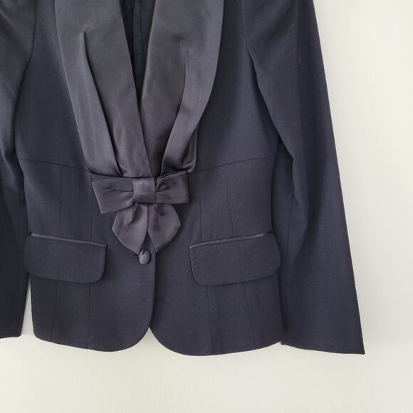 Luisa Spagnoli Women's Black Long Sleeve Front Button & Bow-belted Coat Size 42 - Picture 3 of 6